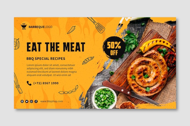 Modelo de banner de churrasco delicioso