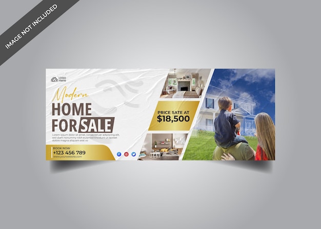Modelo de banner de cobertura de mídia social de propriedade imobiliária