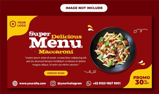 Modelo de banner de comida de macarrão
