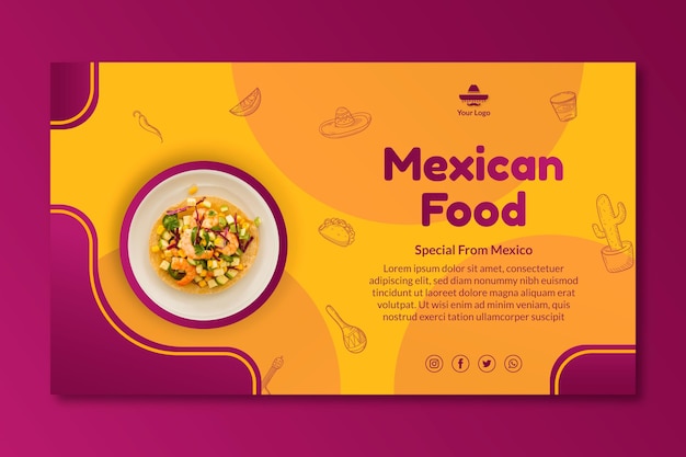 Modelo de banner de comida mexicana deliciosa