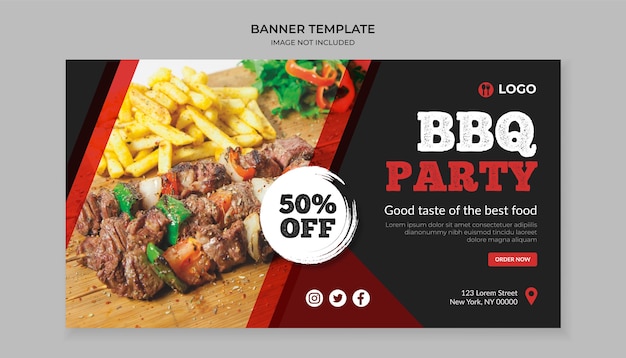 Modelo de banner de comida para churrasco