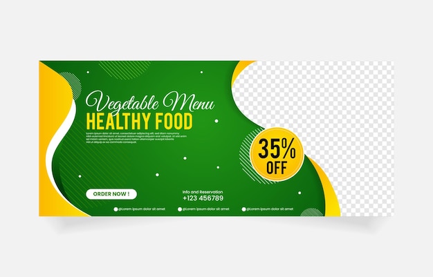 Modelo de banner de comida saudável vegetal