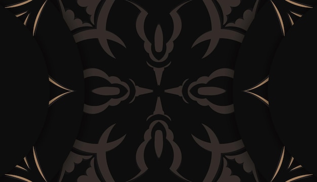 Modelo de banner de cor preta com padrão marrom mandala para design sob seu logotipo