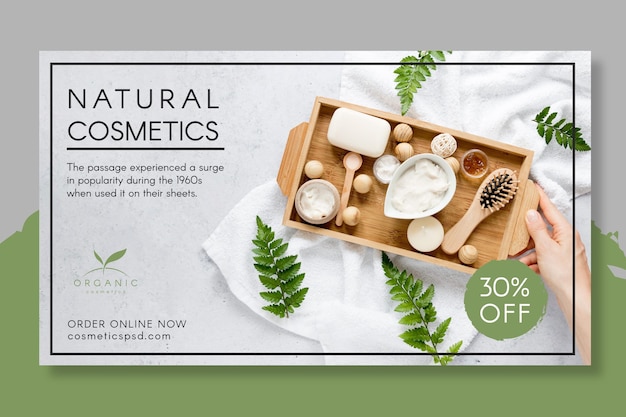 Modelo de banner de cosméticos naturais