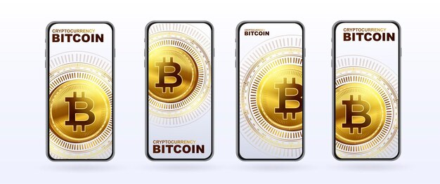 Modelo de banner de criptomoeda de dinheiro eletrônico Bitcoin para um vetor de página da web
