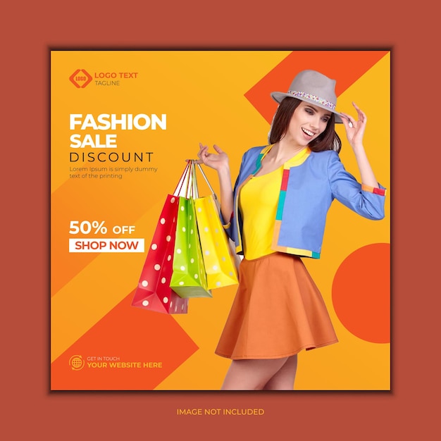 Modelo de banner de desconto de venda de moda elegante para design de postagem de mídia social