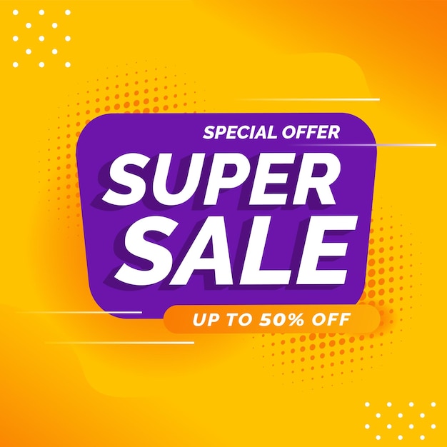 Modelo de banner de design moderno super sale em fundo laranja