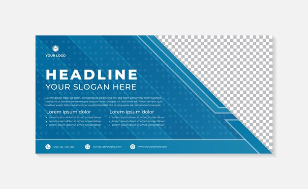 Modelo de banner de design simples de fundo azul