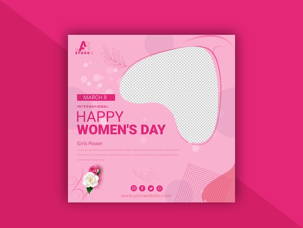 Modelo de banner de Dia da Mulher Feliz.