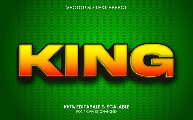 Modelo de banner de efeito de texto editável vector 3d king