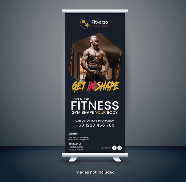 Vetor modelo de banner de enrolamento de fitness de ginástica vetorial