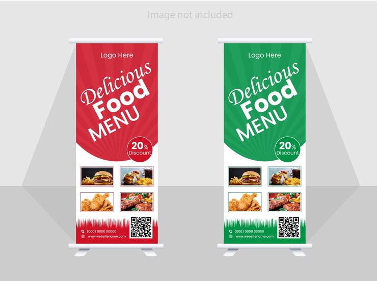 Modelo de banner de enrolar de menu de comida