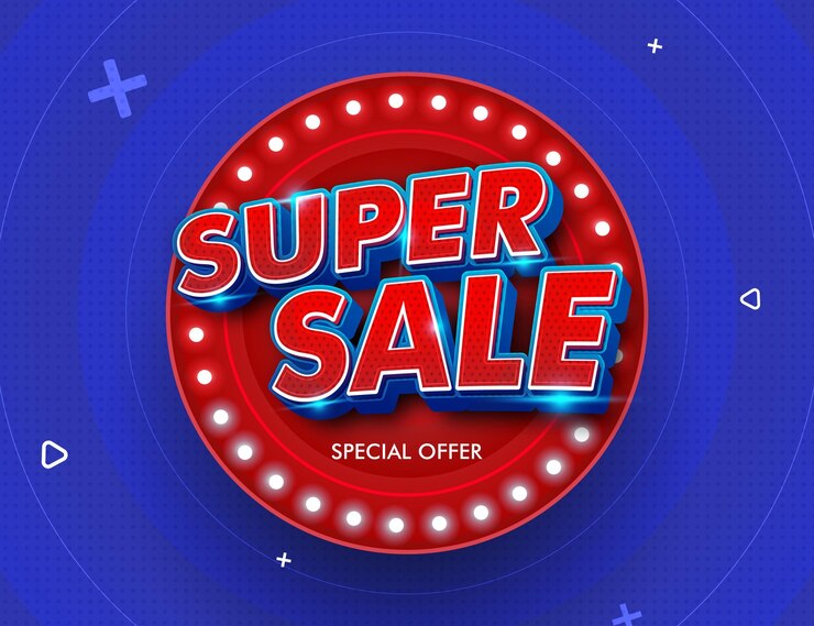 Modelo de banner de evento de promoção de efeito de texto de super venda