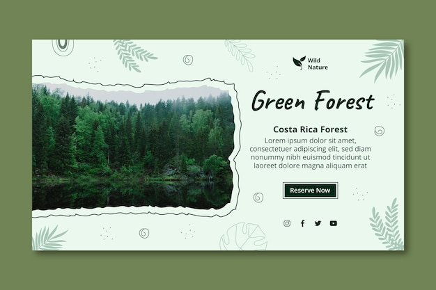 Vetor modelo de banner de floresta verde