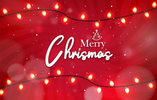 Modelo de banner de fundo vermelho de natal com luzes