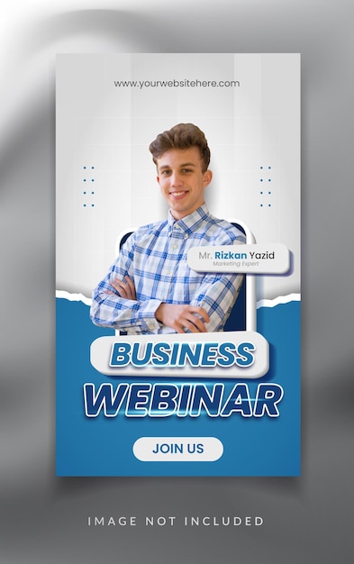 Modelo de banner de história do facebook e instagram de webinar de marketing digital de negócios