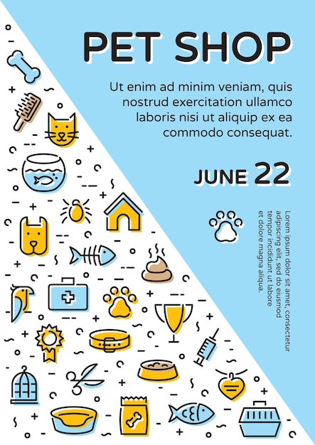 Modelo de banner de ícone de animal de estimação vetorial