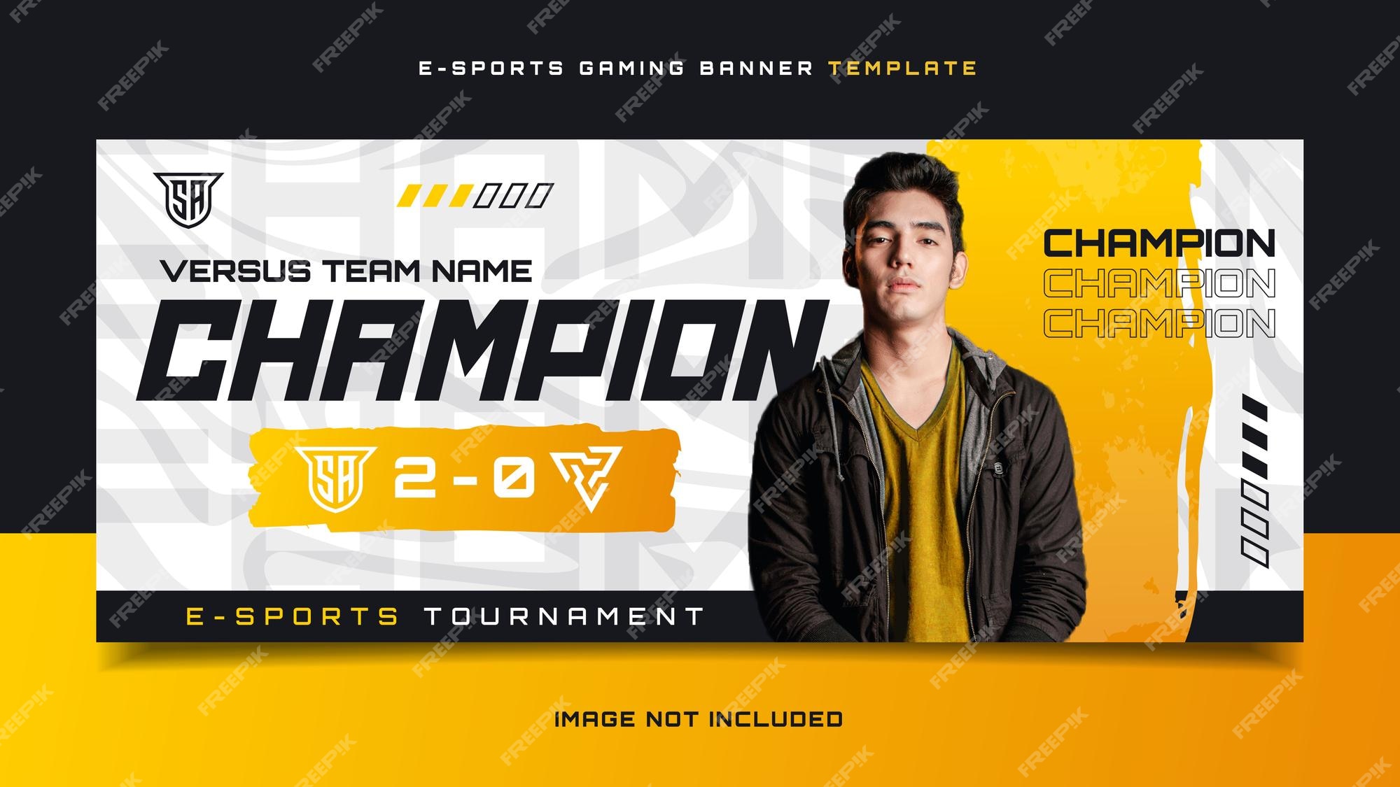 Modelo de banner de jogo champion esports com logotipo para mídia