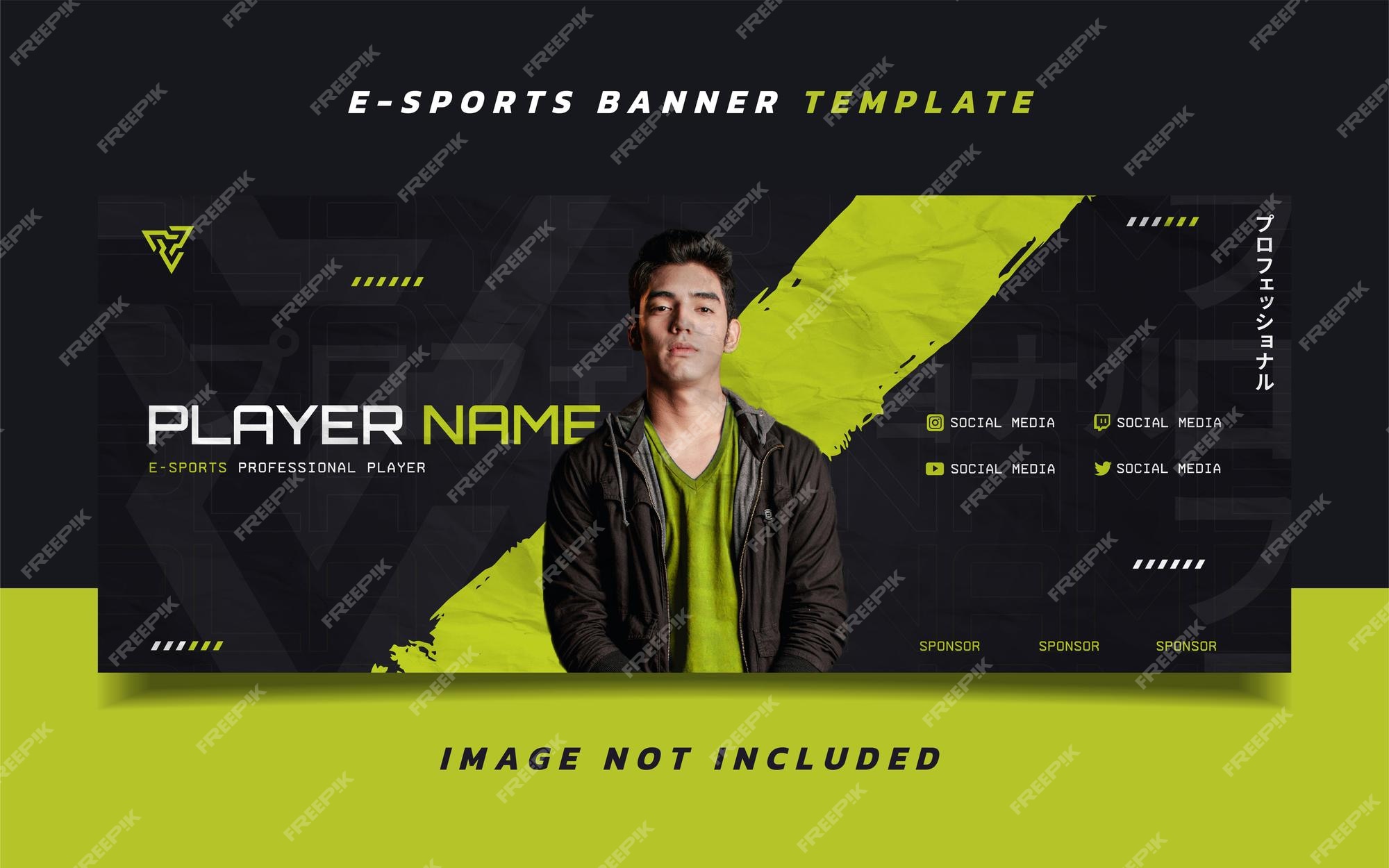 Modelo de banner de jogo champion esports com logotipo para mídia