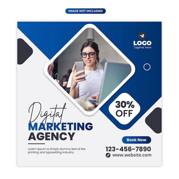 Modelo de banner de marketing de negócios digitais e mídias sociais do vector