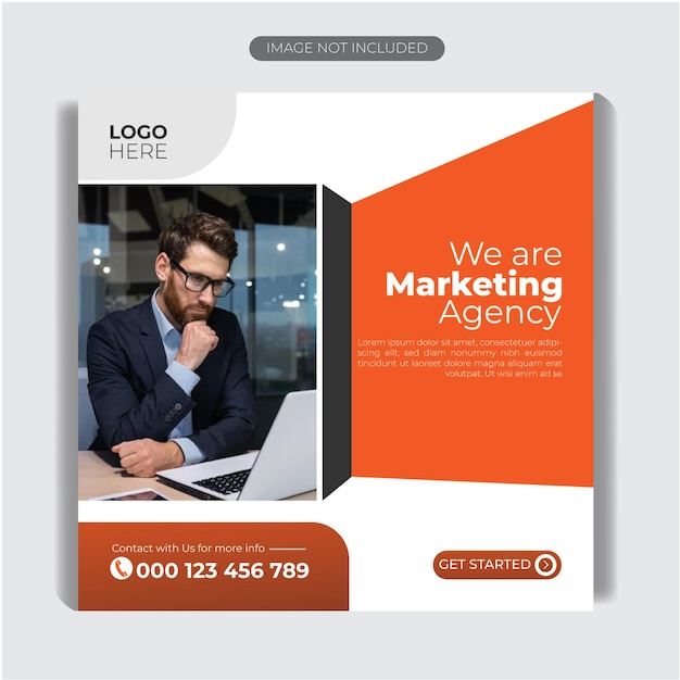Modelo de banner de marketing digital e promoção de negócios em mídias sociais