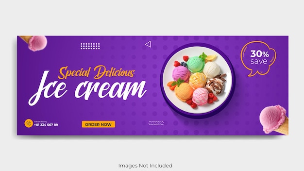 Modelo de banner de menu de sorvete delicioso