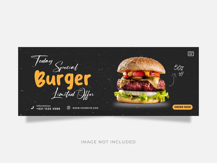 Vetor modelo de banner de menus especiais de hambúrgueres e alimentos