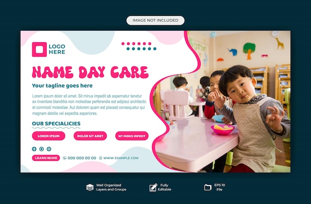 Modelo de banner de mídia social da creche