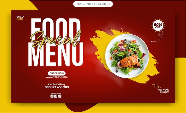 modelo de banner de mídia social de cardápio e restaurante
