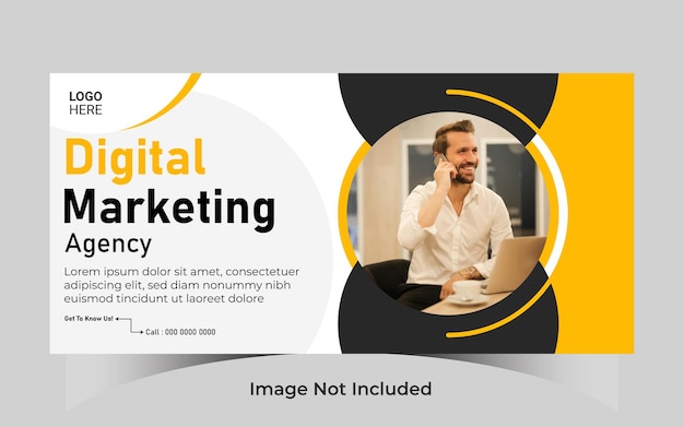 Modelo de banner de mídia social de cobertura de marketing digital corporativo de vetor