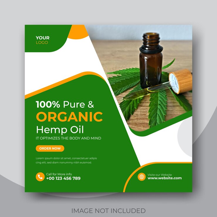 Modelo de banner de mídia social de óleo cbd