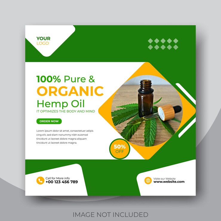 Modelo de banner de mídia social de óleo cbd