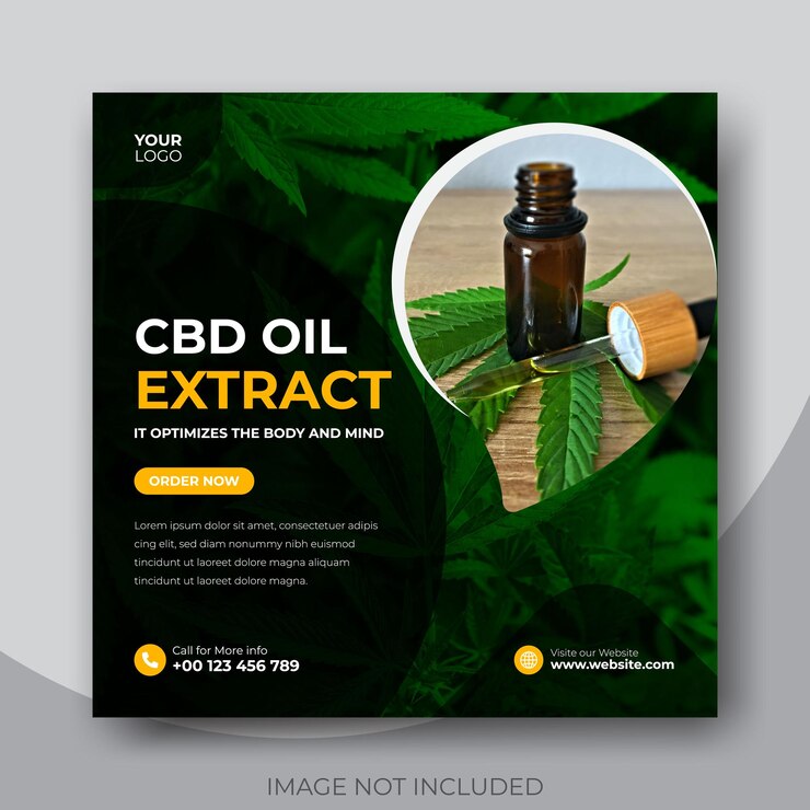 Modelo de banner de mídia social de óleo cbd