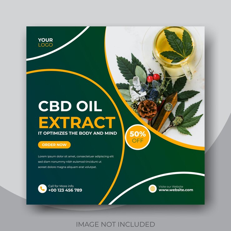 Modelo de banner de mídia social de óleo cbd