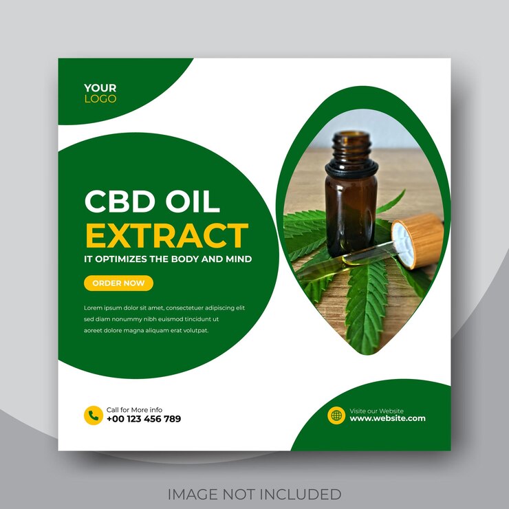 Modelo de banner de mídia social de óleo cbd