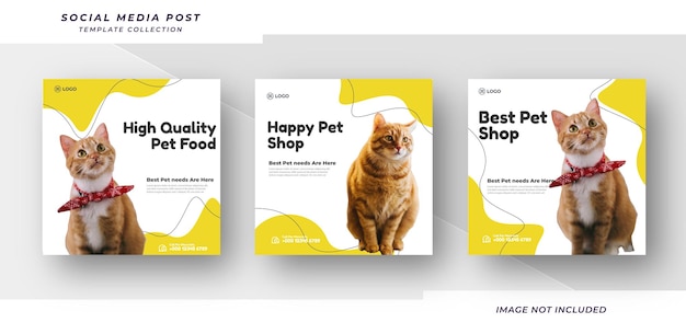 Modelo de banner de mídia social de promoção de adoção de loja de animais