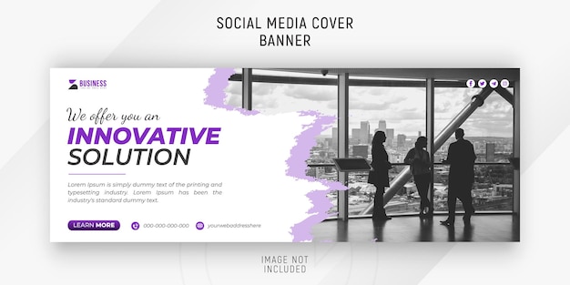 Modelo de banner de mídia social de solução de negócios corporativos para promoção com formas abstratas