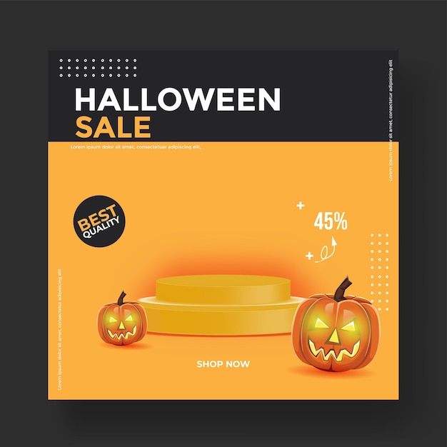 Modelo de banner de mídia social de venda de halloween