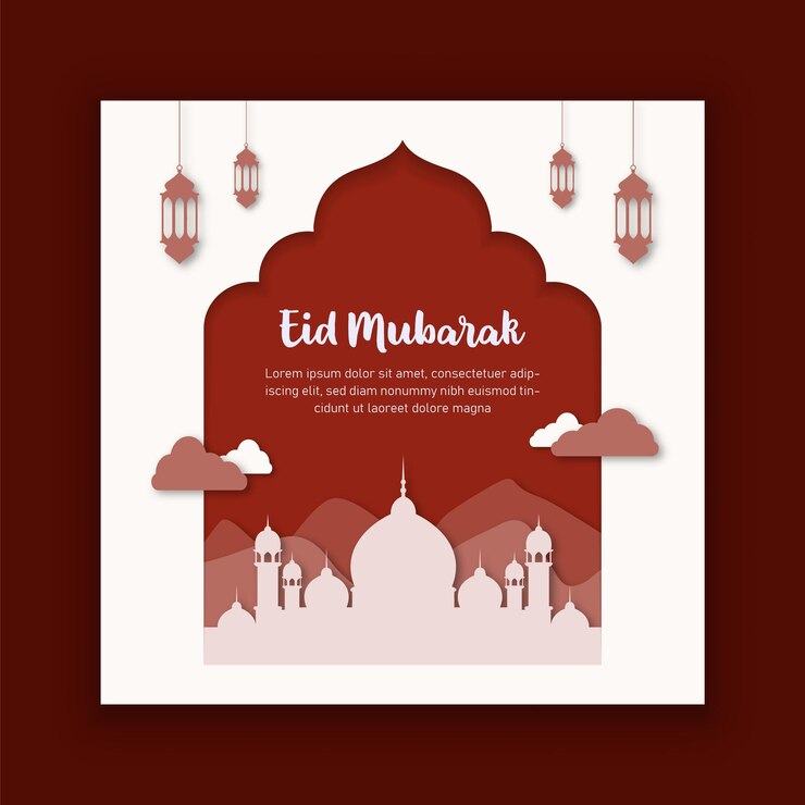 Modelo de banner de mídia social Eid Mubarak e eid ul-fitr