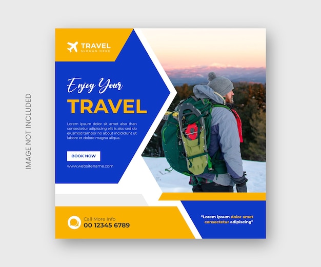 modelo de banner de mídia social para agência de viagens e banner de postagem do Instagram de férias de férias