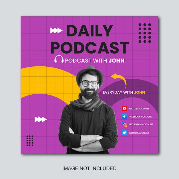 Modelo de banner de mídia social para podcast diário