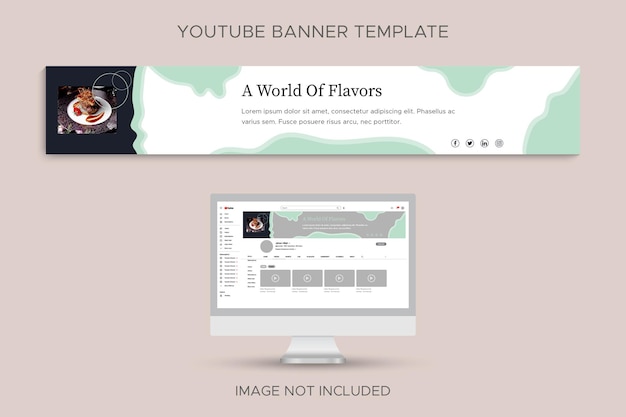 Modelo de banner de perfil de canal de YouTube de comida saudável e restaurante