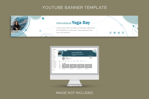 Modelo de banner de perfil de canal do YouTube de meditação de ioga