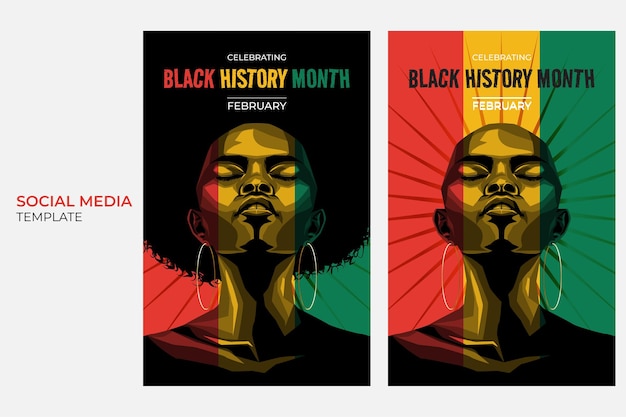 Vetor modelo de banner de post de mídia social do mês da história negra