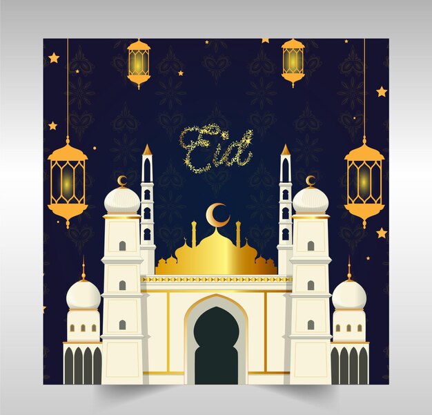 Modelo de Banner de Post EID Vetor Premium