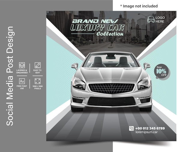 Modelo de banner de postagem de mídia social de carro ou automóvel