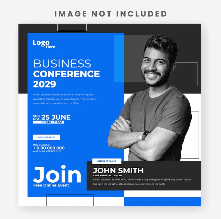 Vetor modelo de banner de postagem de mídia social de conferência de negócios corporativos criativos