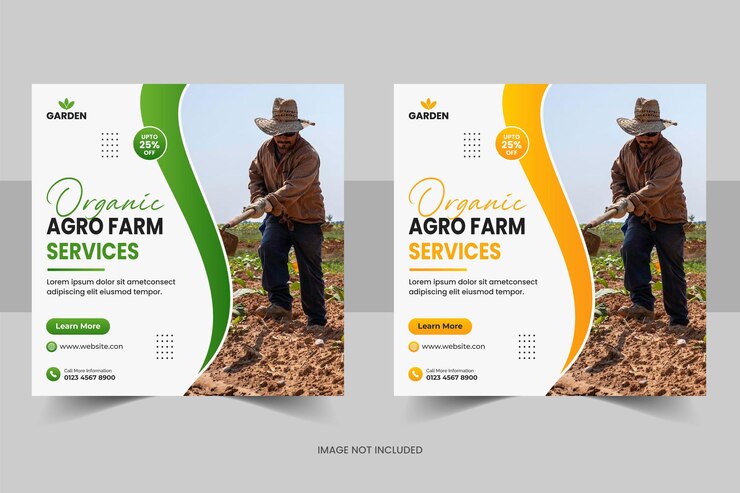 Modelo de banner de postagem de mídia social de serviço de agricultura inteligente e agricultura orgânica