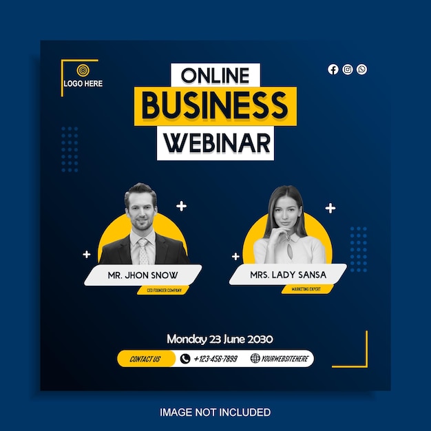 Modelo de banner de postagem de mídia social de webinar ou seminário