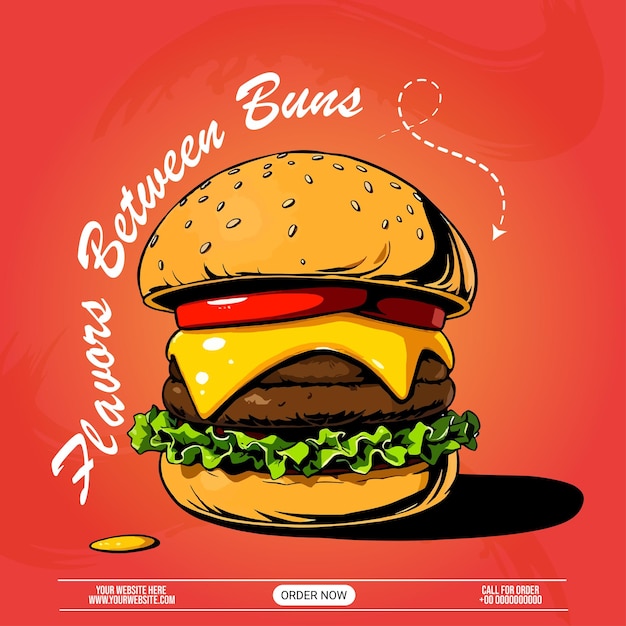 Modelo de banner de postagem de mídia social do Delicious Burger